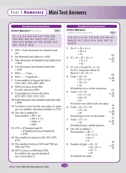 Excel Year 5 NAPLAN*-style Numeracy Tests