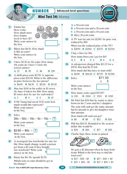 Excel Year 4 NAPLAN*-style Numeracy Tests
