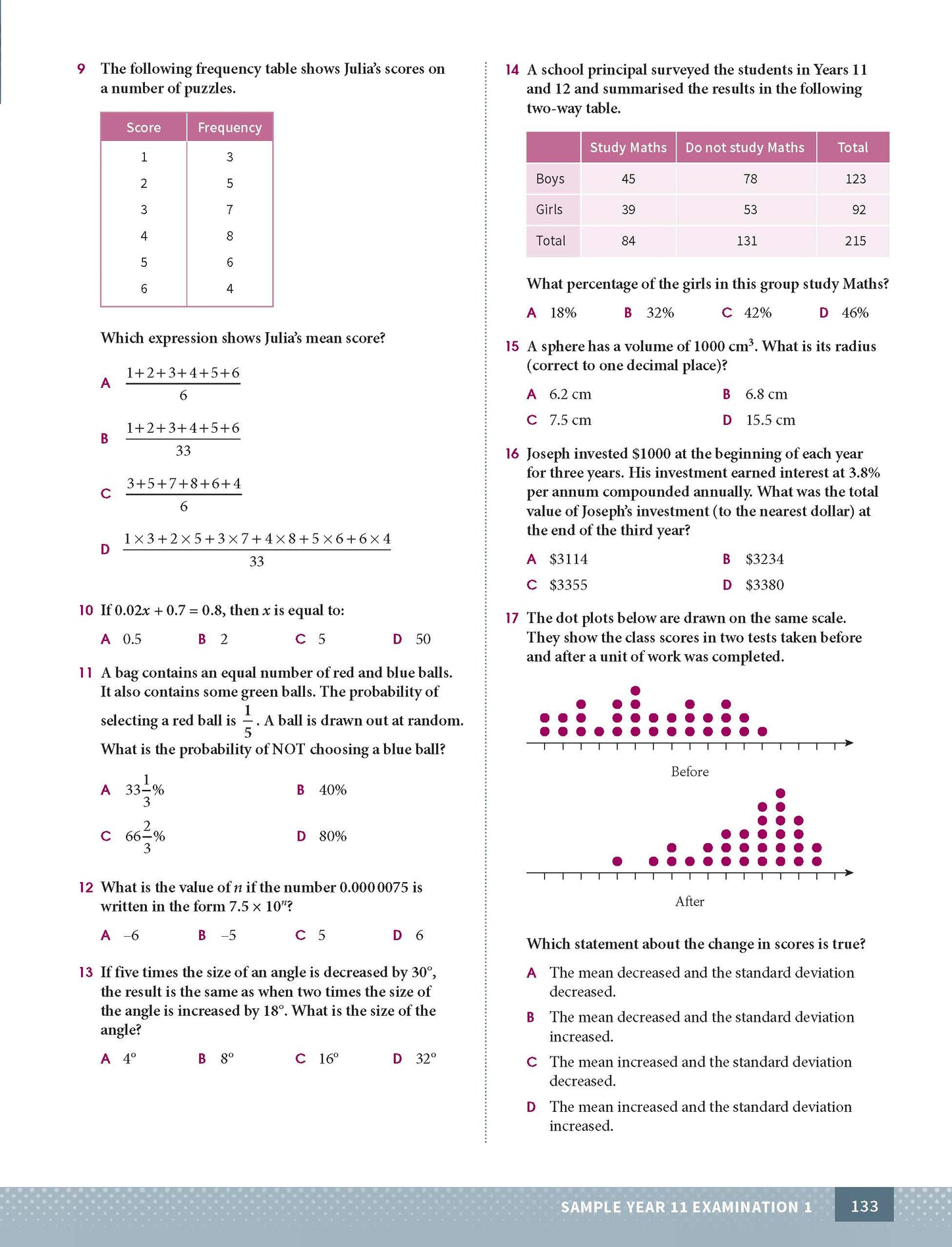 Excel HSC Year 11 Standard Mathematics Study Guide