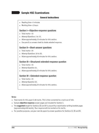 Excel HSC Year 12 Hospitality Study Guide