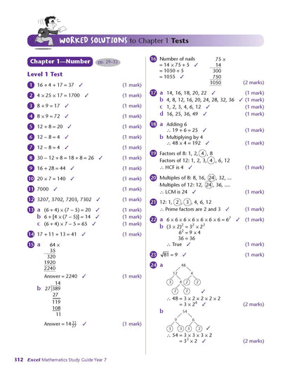 Excel Study Guide - Mathematics Year 7