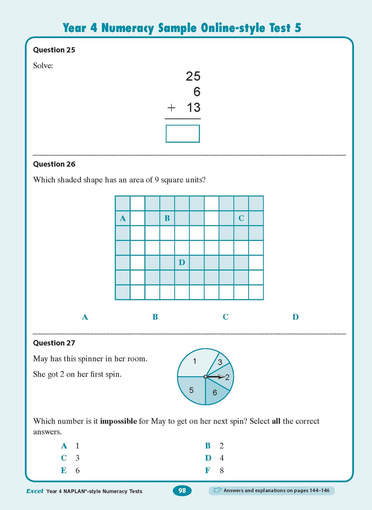 Excel Year 4 NAPLAN*-style Numeracy Tests