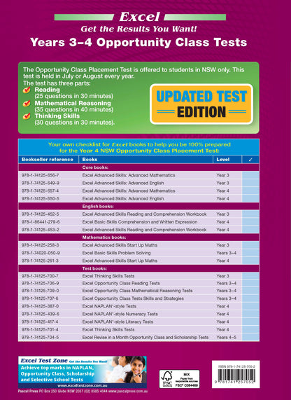 Excel Opportunity Class Tests Years 3-4