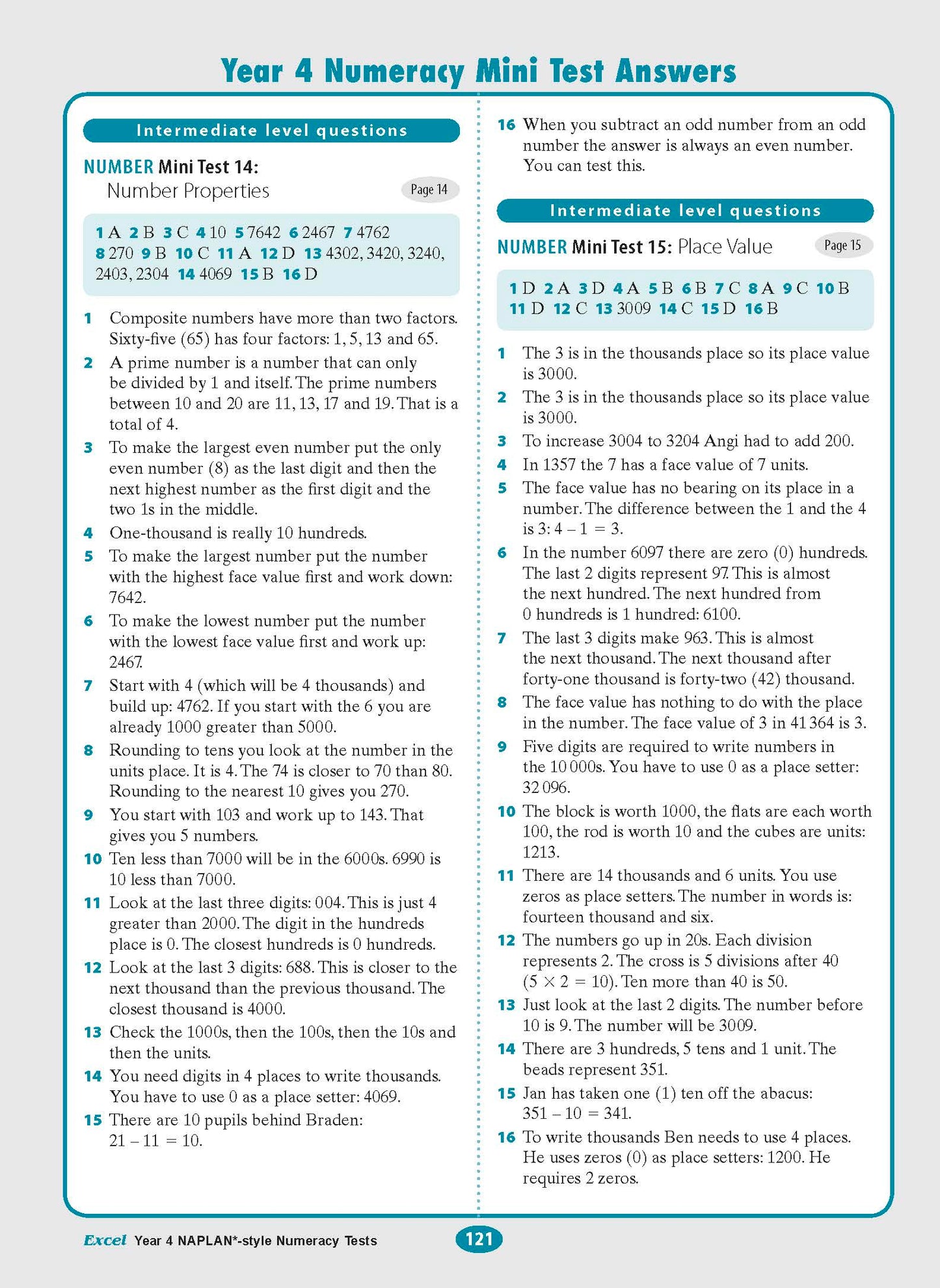 Excel Year 4 NAPLAN*-style Numeracy Tests