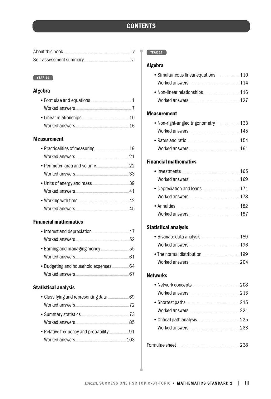 Excel Success One HSC Year 12 Mathematics Standard 2 (2022 Edition)