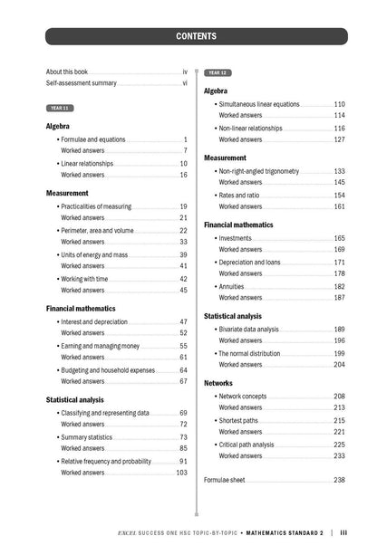 Excel Success One HSC Year 12 Mathematics Standard 2 (2022 Edition)