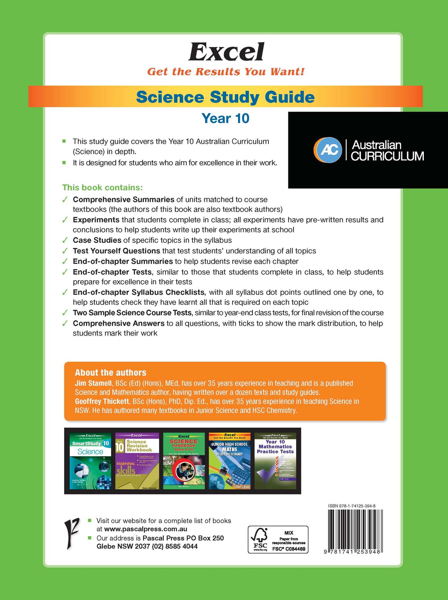 Excel Study Guide - Science Year 10