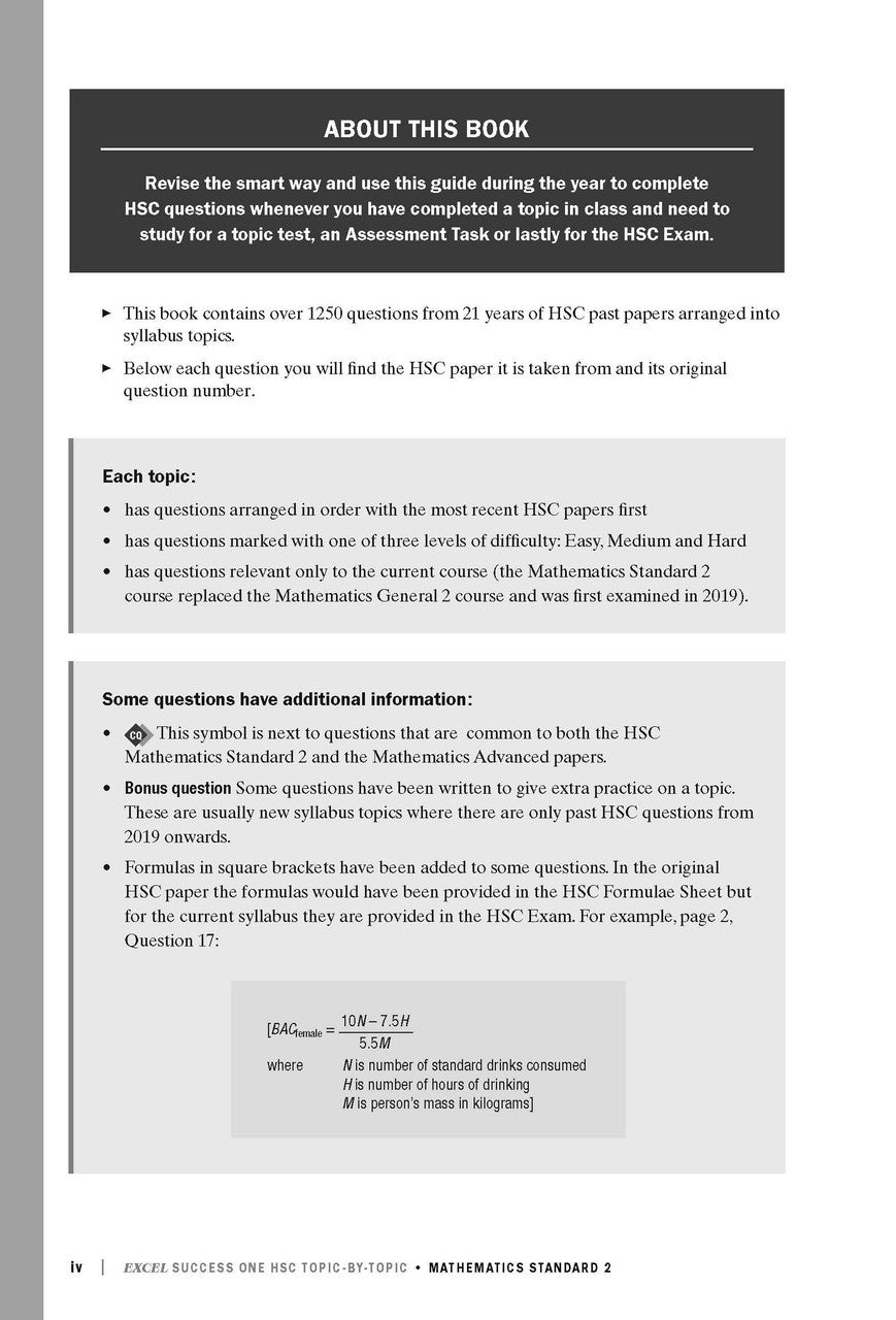 Excel Success One HSC Year 12 Mathematics Standard 2 (2022 Edition)