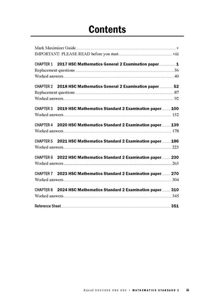 Excel Success One HSC Year 12 Mathematics Standard 2 (2025 Edition)