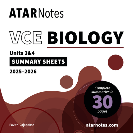 ATAR Notes VCE Biology 3&4 Summary Sheets (2025-2026)