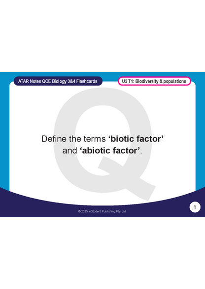 ATAR Notes Flashcards: QCE Biology 3&4 (2026-2028)