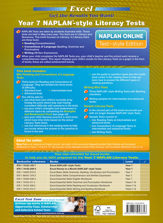 Excel Year 7 NAPLAN*-style Literacy Tests