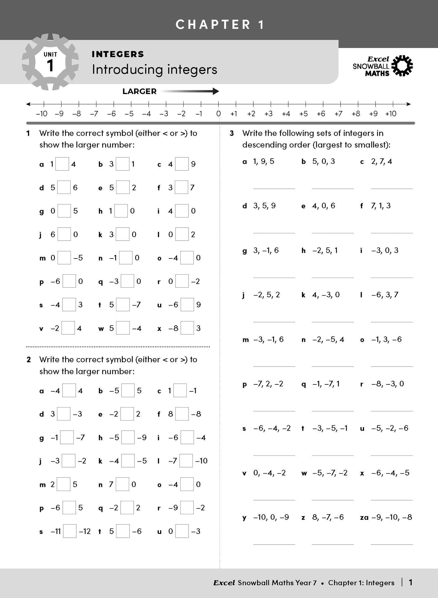 Excel Snowball - Maths Year 7
