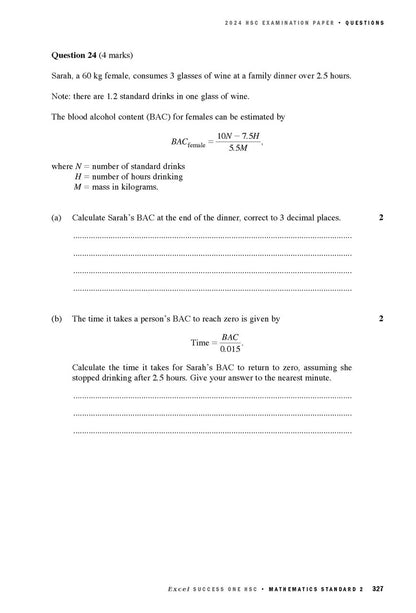 Excel Success One HSC Year 12 Mathematics Standard 2 (2025 Edition)