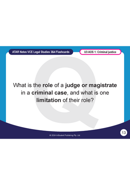 ATAR Notes Flashcards: VCE Legal Studies 3&4