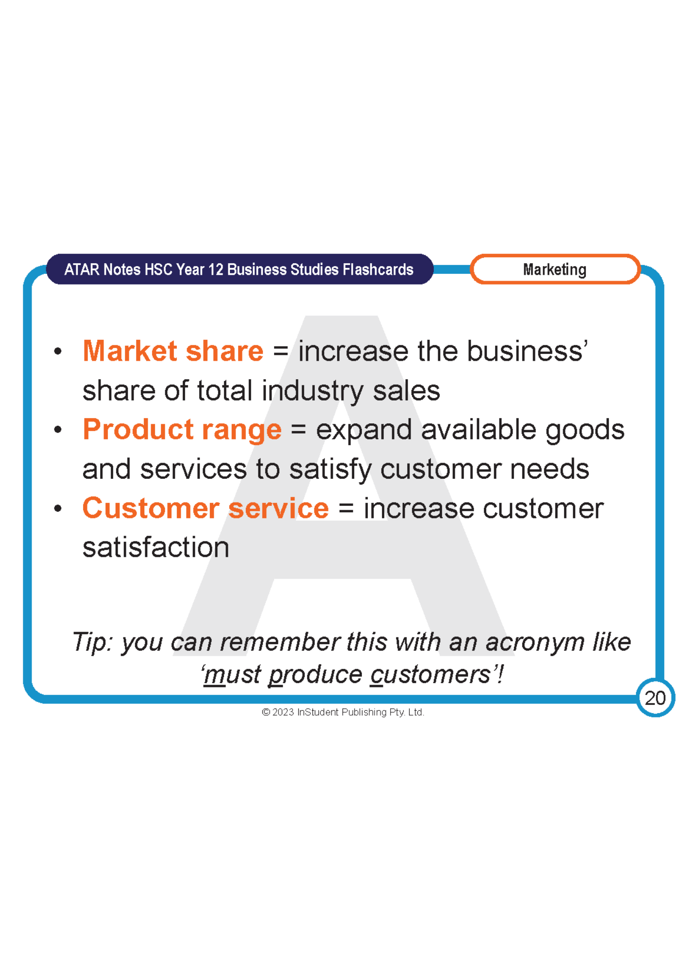 ATAR Notes Flashcards: HSC Year 12 Business Studies