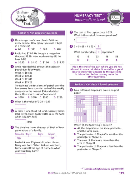 Excel Revise in a Month Year 7 NAPLAN*-style Tests