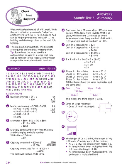 Excel Revise in a Month Year 7 NAPLAN*-style Tests
