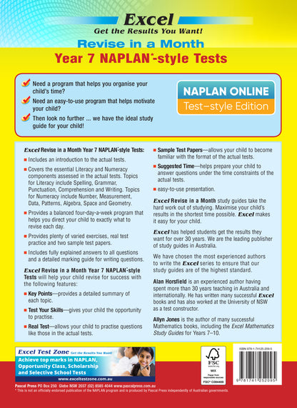 Excel Revise in a Month Year 7 NAPLAN*-style Tests