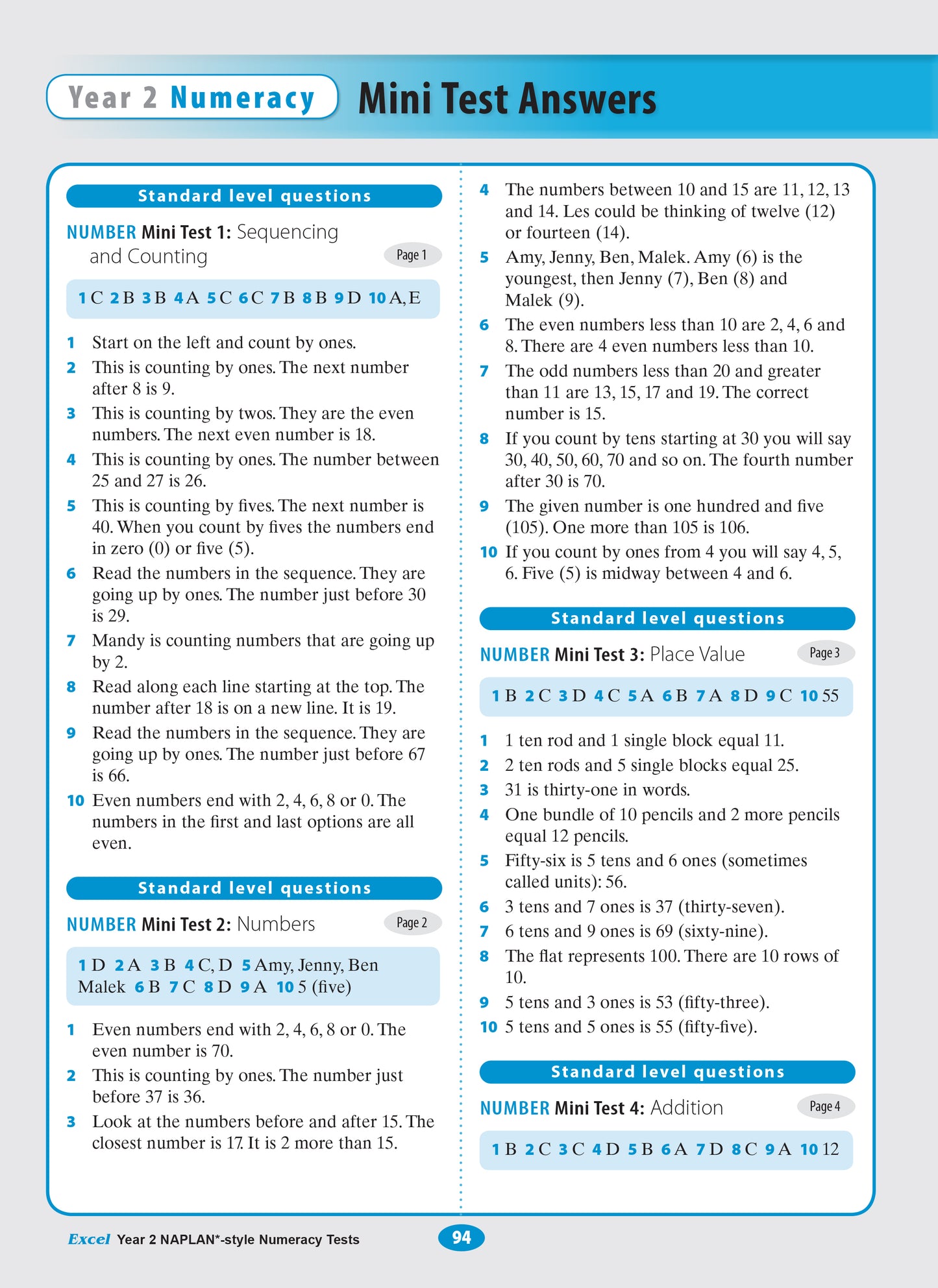 Excel Year 2 NAPLAN*-style Numeracy Tests