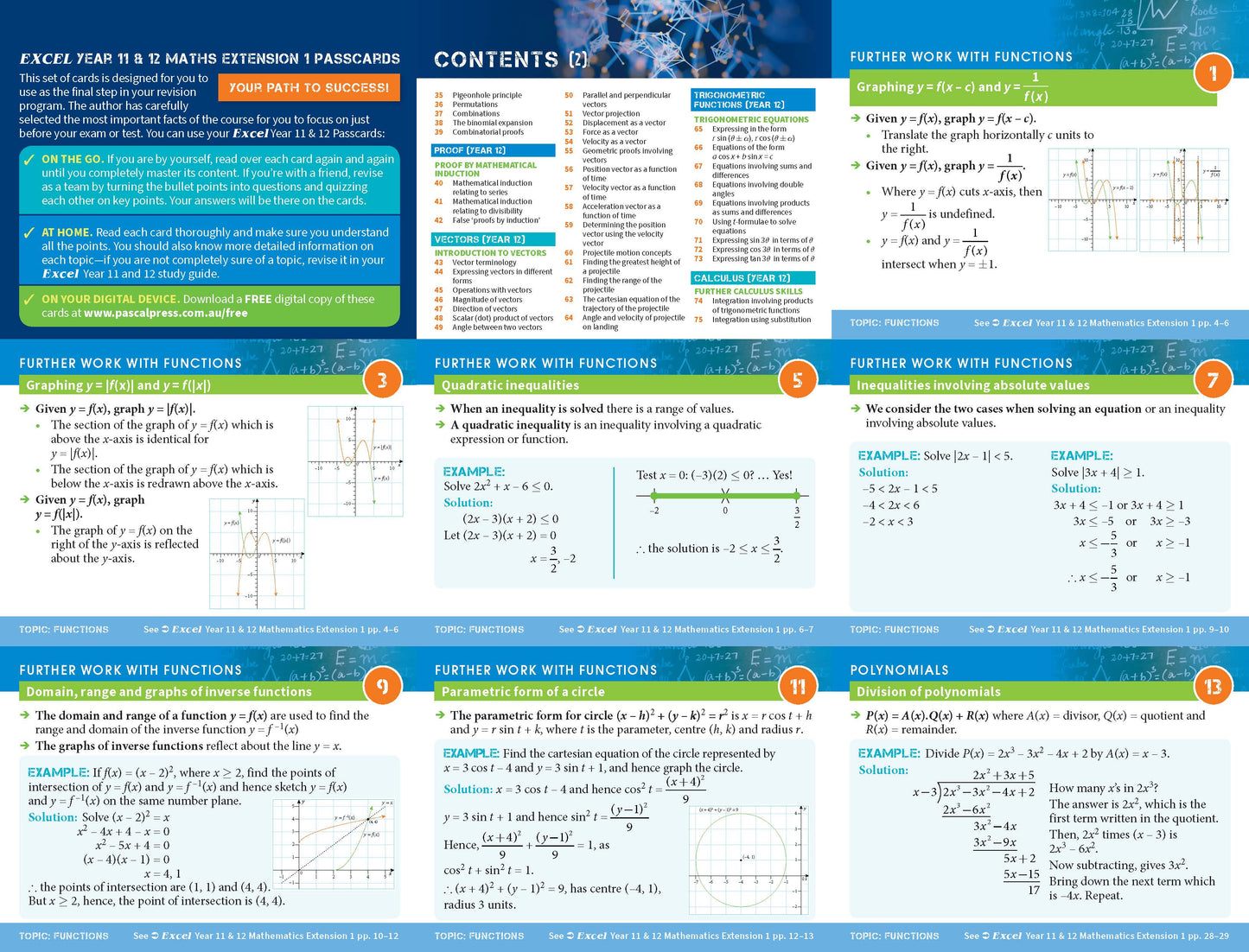 Excel HSC Year 11 and 12 Mathematics Extension 1 Study Guide
