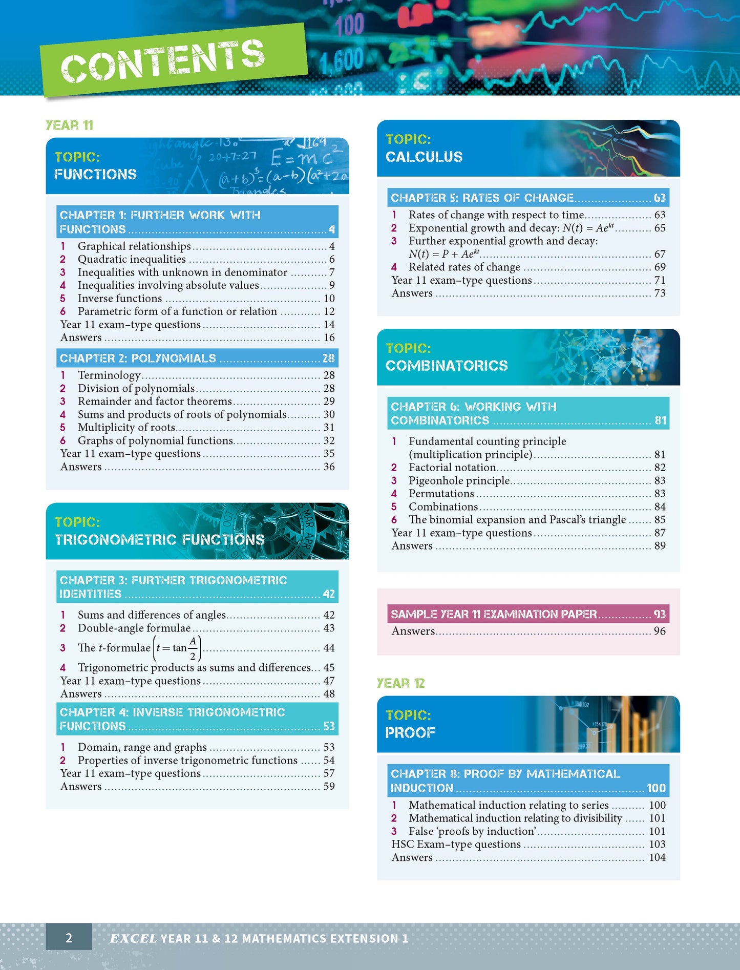 Excel HSC Year 11 and 12 Mathematics Extension 1 Study Guide