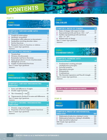 Excel HSC Year 11 and 12 Mathematics Extension 1 Study Guide