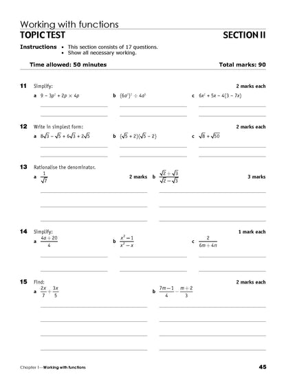 Excel Essential Skills HSC Year 11 Mathematics Advanced Revision & Exam Workbook