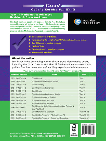 Excel Essential Skills HSC Year 11 Mathematics Advanced Revision & Exam Workbook