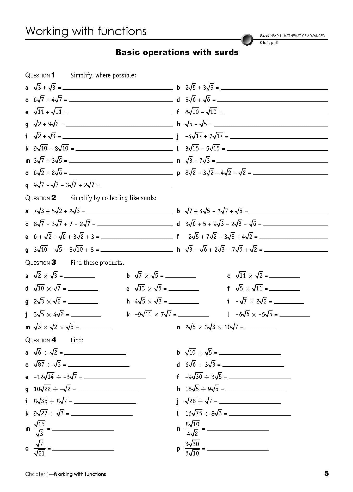 Excel Essential Skills HSC Year 11 Mathematics Advanced Revision & Exam Workbook