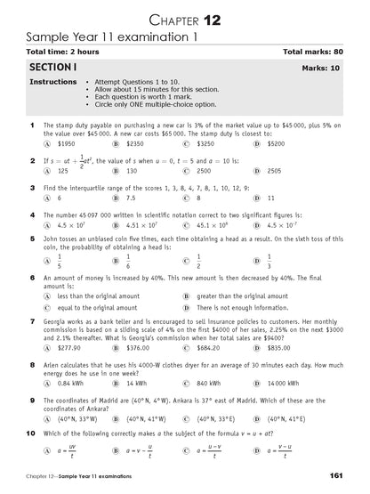 Excel Essential Skills HSC Year 11 Mathematics Standard Revision & Exam Workbook