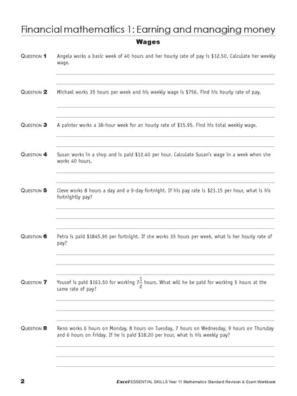 Excel Essential Skills HSC Year 11 Mathematics Standard Revision & Exam Workbook