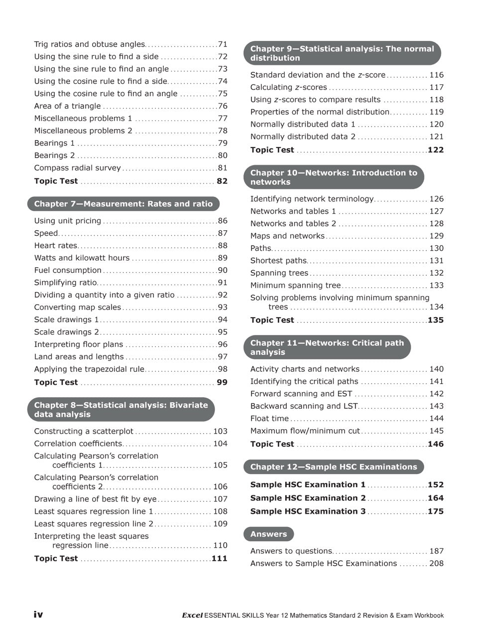 Excel Essential Skills HSC Year 12 Mathematics Standard 2 Revision & Exam Workbook