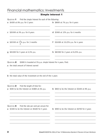 Excel Essential Skills HSC Year 12 Mathematics Standard 2 Revision & Exam Workbook
