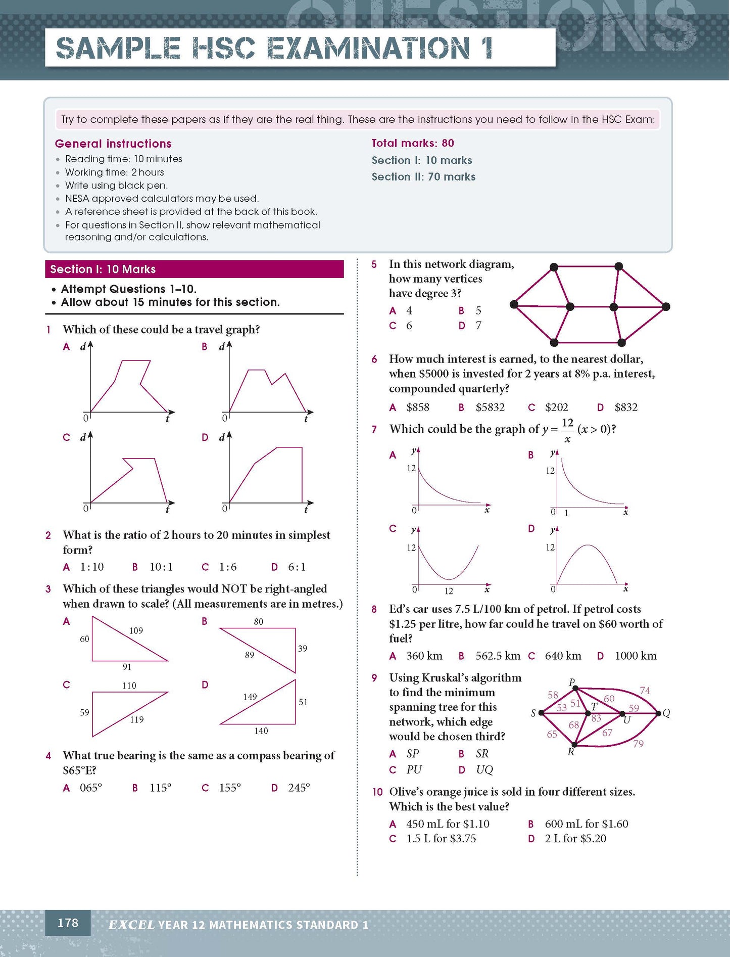 Excel HSC Year 12 Mathematics Standard 1 Study Guide