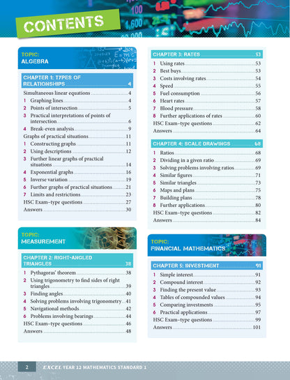 Excel HSC Year 12 Mathematics Standard 1 Study Guide