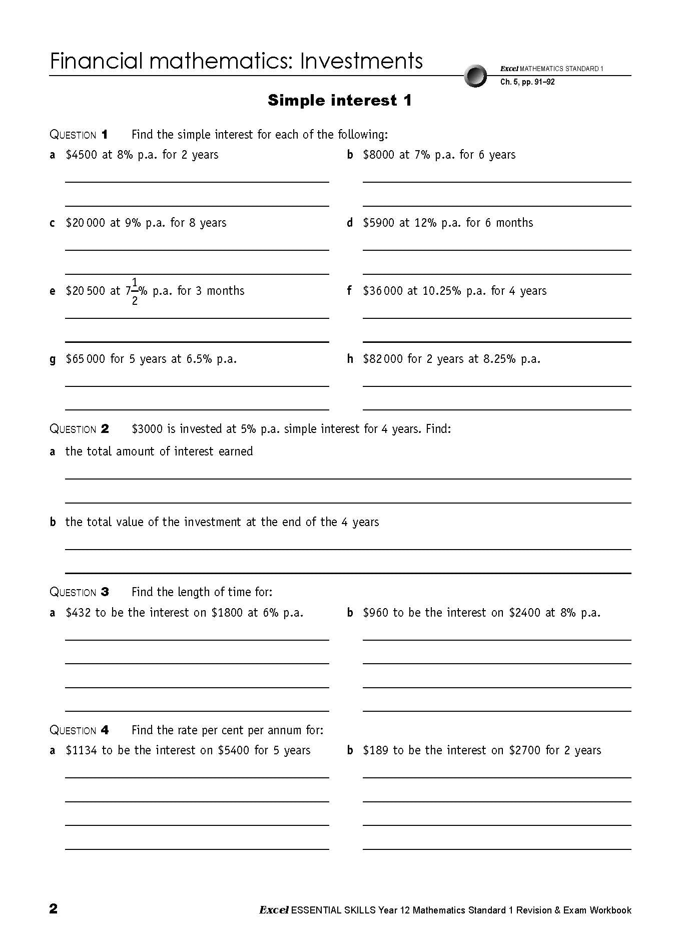 Excel Essential Skills HSC Year 12 Mathematics Standard 1 Revision & Exam Workbook