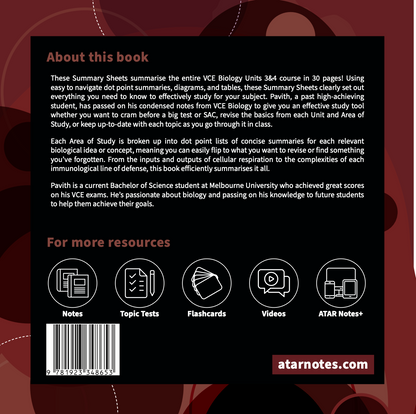 ATAR Notes VCE Biology 3&4 Summary Sheets (2025-2026)