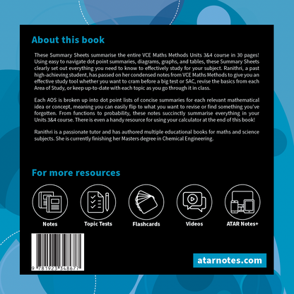 ATAR Notes VCE Maths Methods 3&4 Summary Sheets (2025-2027)