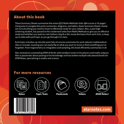 ATAR Notes QCE Maths Methods 3&4 Summary Sheets (2026-2028)