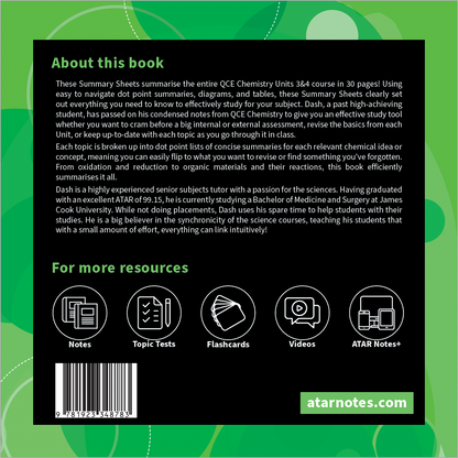 ATAR Notes QCE Chemistry 3&4 Summary Sheets (2026-2028)