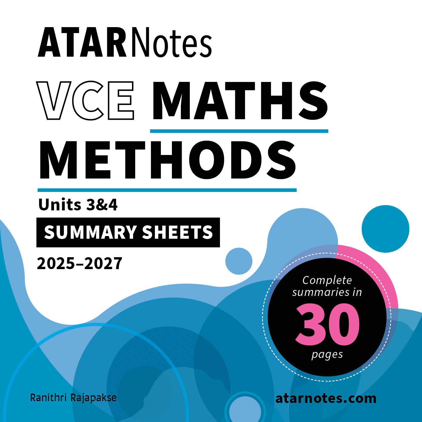ATAR Notes VCE Maths Methods 3&4 Summary Sheets (2025-2027)