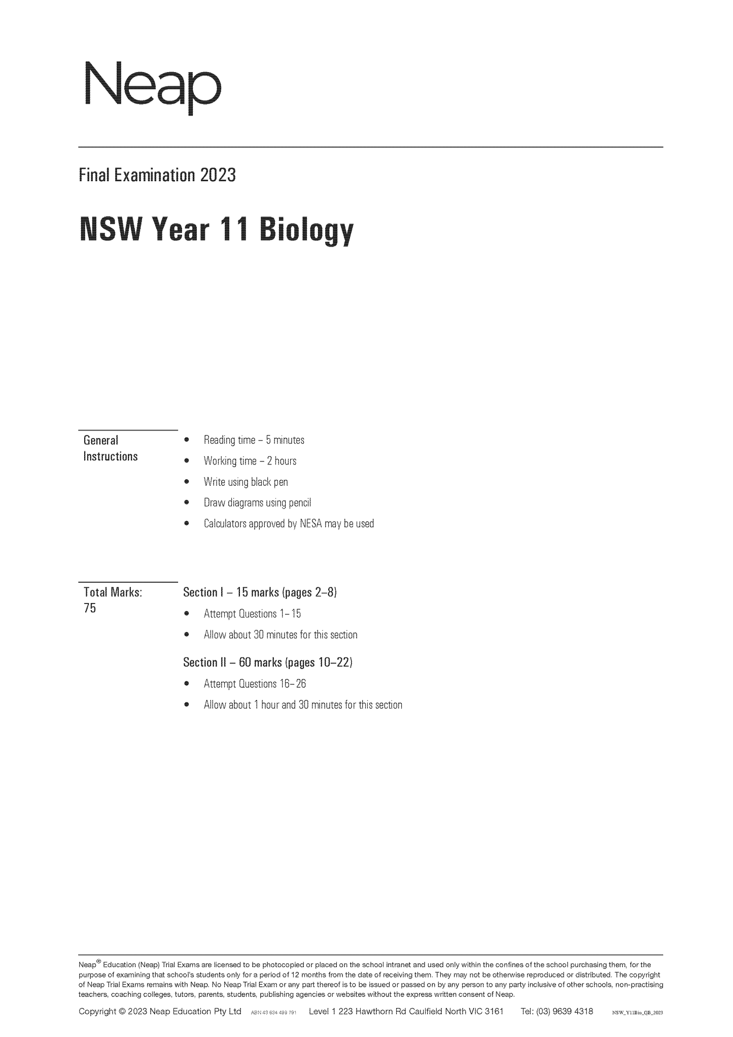 Top Marks HSC Year 11 Biology Bundle