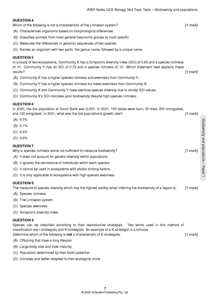 ATAR Notes QCE Biology 3&4 Topic Tests (2026-2028)