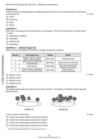 ATAR Notes QCE Biology 3&4 Topic Tests (2026-2028)