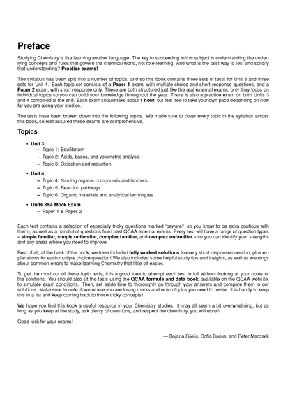 ATAR Notes QCE Chemistry 3&4 Topic Tests (2026-2028)