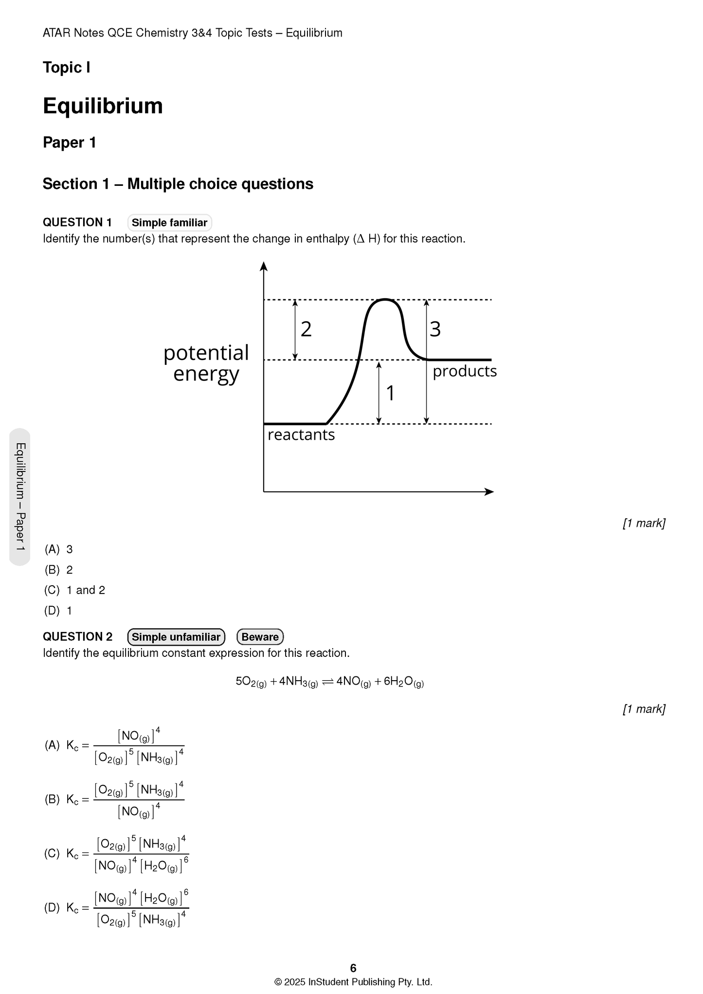 ATAR Notes QCE Chemistry 3&4 Topic Tests (2026-2028)