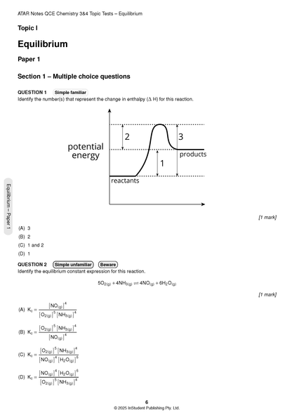 ATAR Notes QCE Chemistry 3&4 Topic Tests (2026-2028)