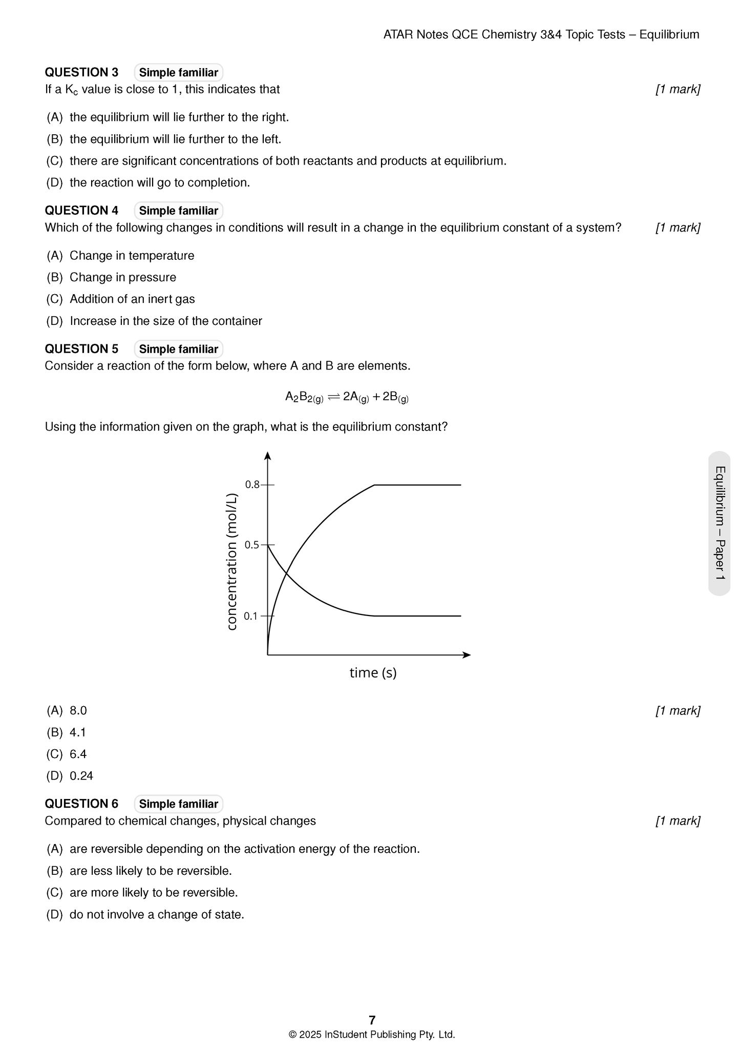 ATAR Notes QCE Chemistry 3&4 Topic Tests (2026-2028)