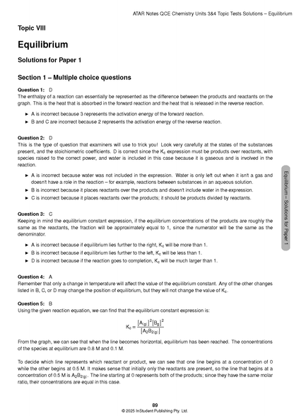 ATAR Notes QCE Chemistry 3&4 Topic Tests (2026-2028)